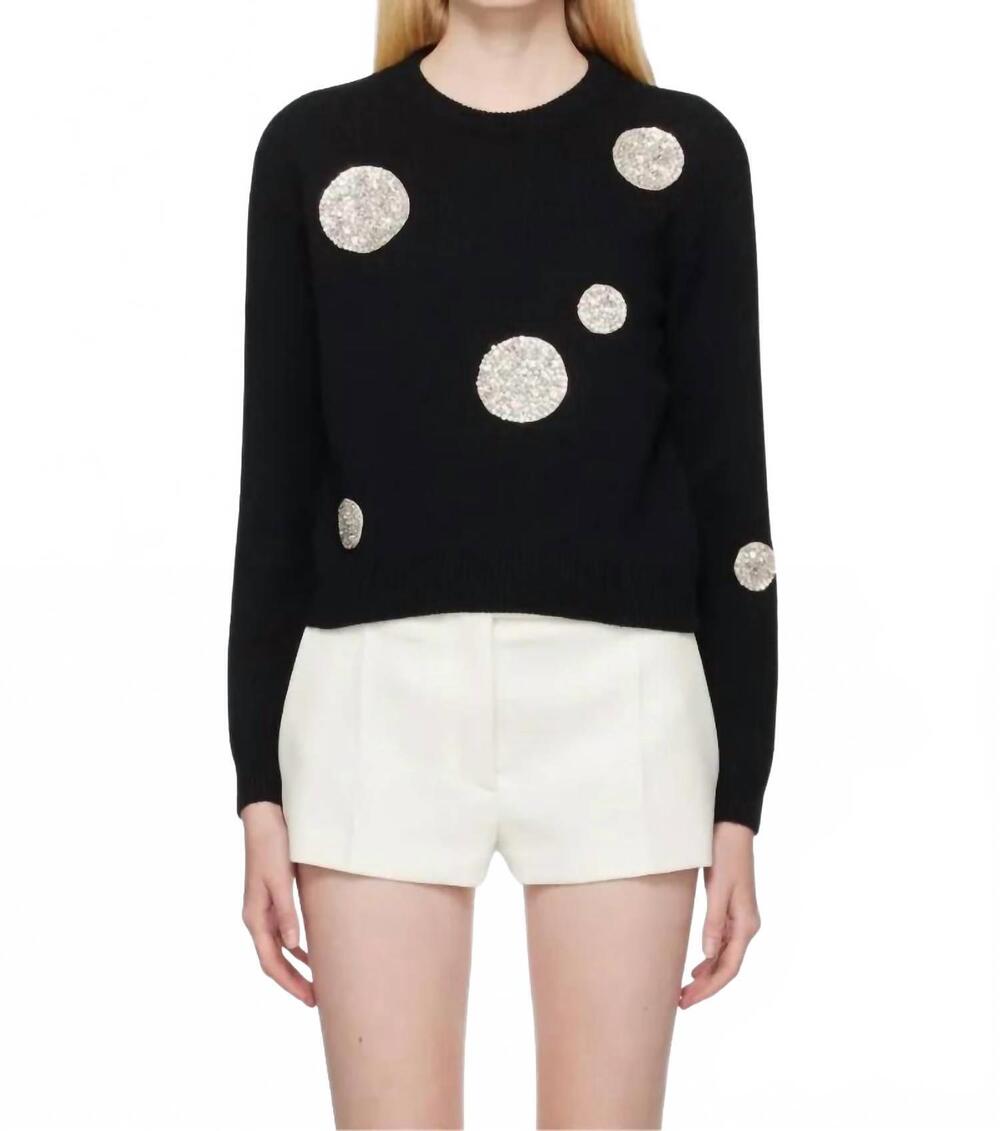 NEW VALENTINO GARAVANI embellished wool sweater in nero/silver